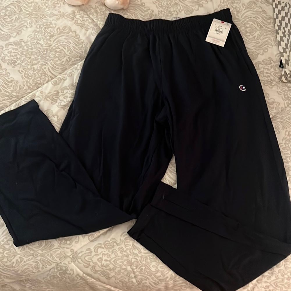 Champion open bottom drawstring sweats - color Navy